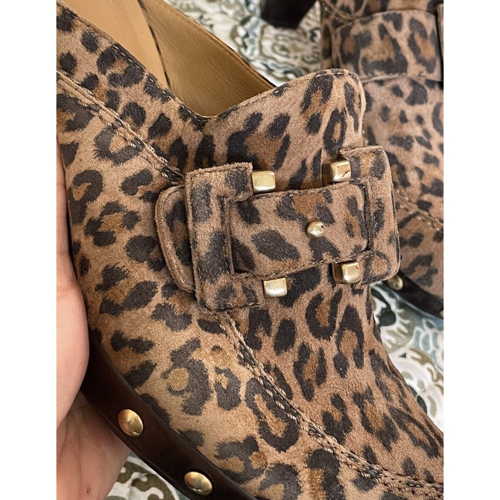 Stuart Weitzman Leopard Print Studded Clogs Black… - image 4